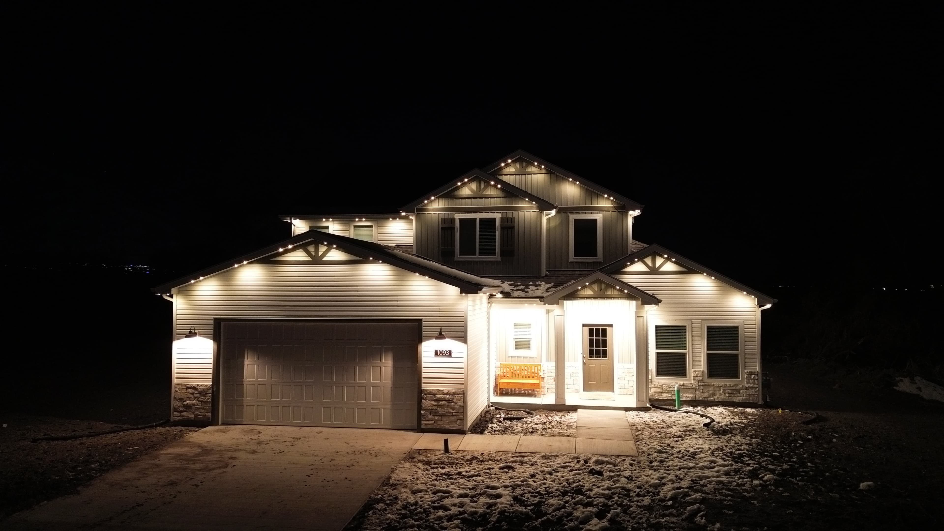 Residential permanent LED lighting on a home in Salt Lake City